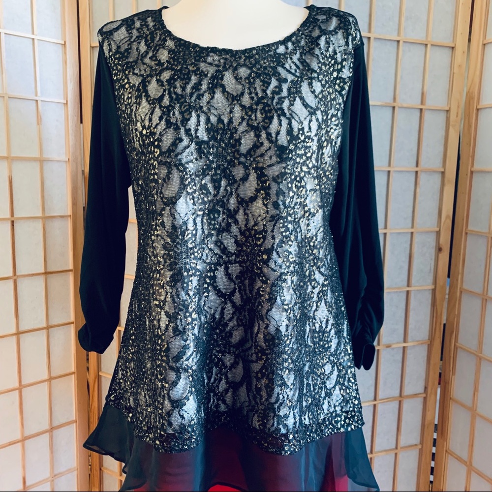Style & Co. Festive Large Black Lace Tunic